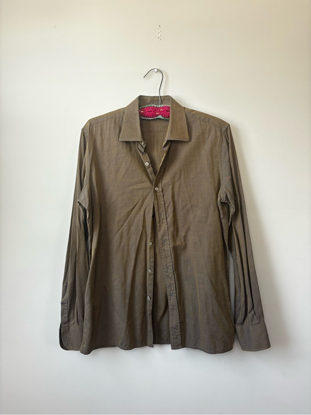 September Inc Olive Brown Button-Down Women's Shirt